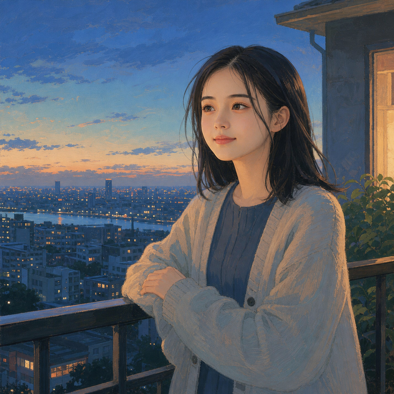 Beat 8 — dusk, balcony